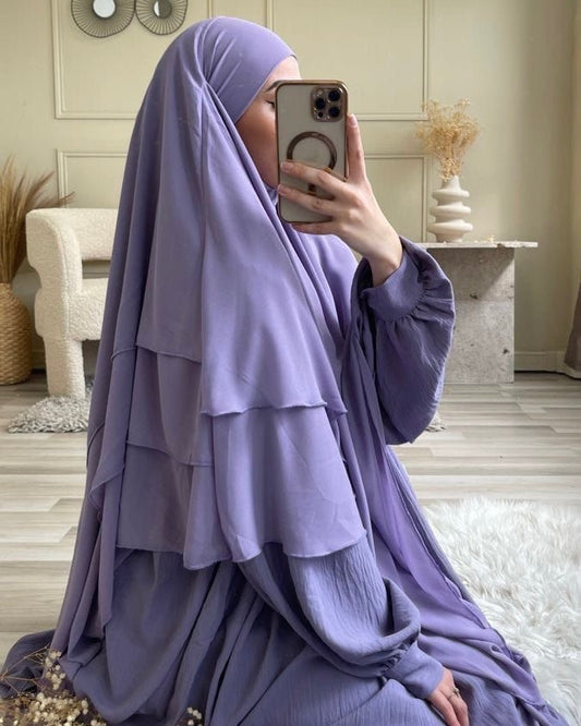 3 Layer Khimar - Lavender