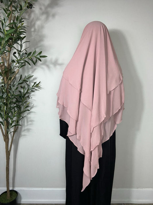 Khimar 3 Layer - Light Pink