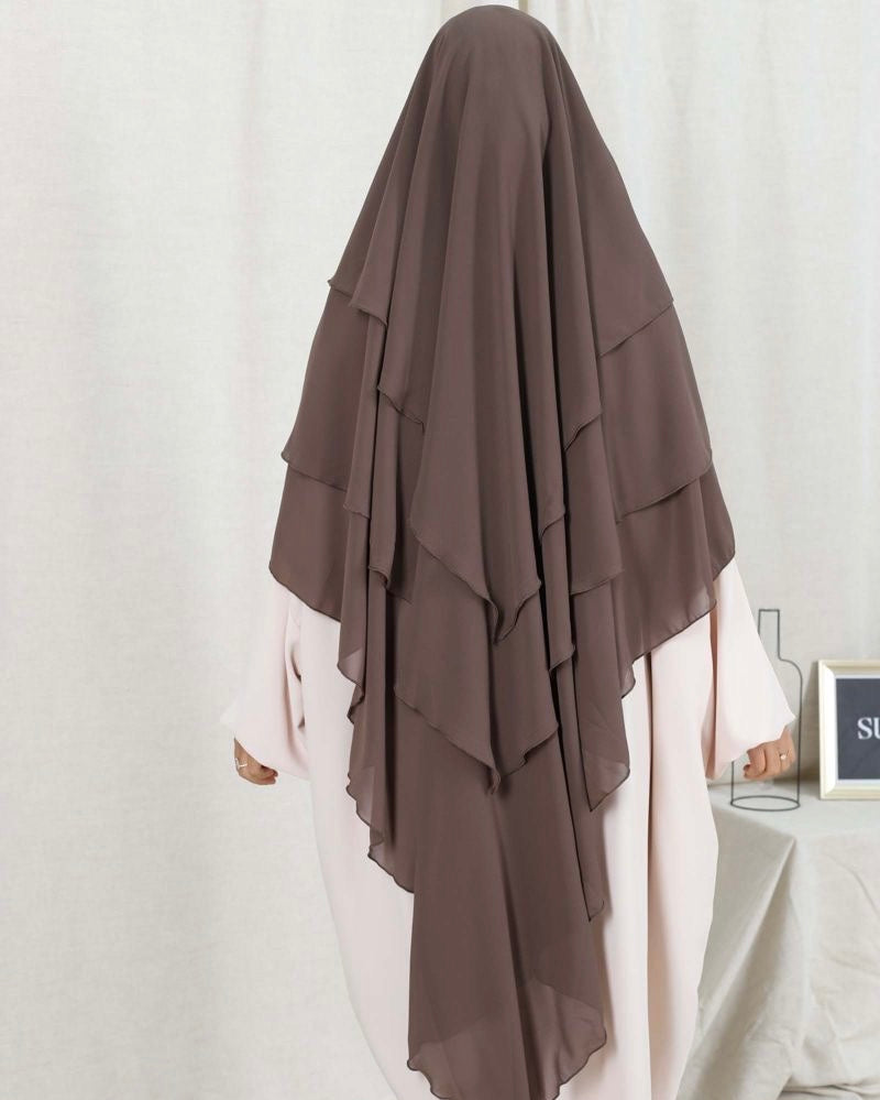 Khimar 3 Layer - Dark Brown