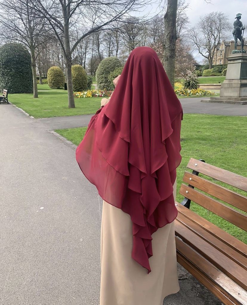 Khimar 3 Layer - Maroon